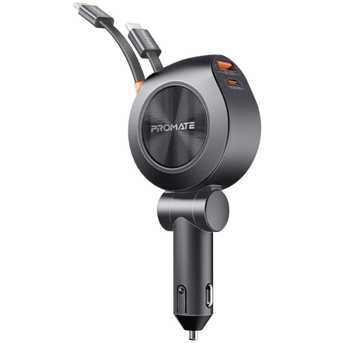أفضل شاحن سيارة متعدد المنافذ بقدرة 88 وات يأتي مزودًا بكابل USB-C و ليتنينغ مدمج وقابل للسحب مع منفذ USB-C بقدرة 20 وات ومنفذ USB-A بقدرة 18 وات 