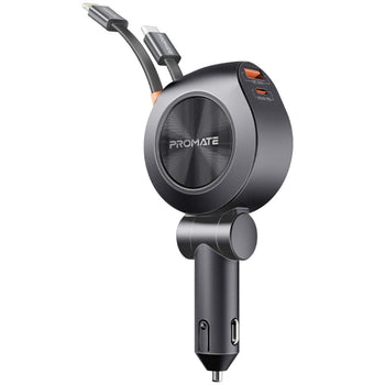 أفضل شاحن سيارة متعدد المنافذ بقدرة 88 وات يأتي مزودًا بكابل USB-C و ليتنينغ مدمج وقابل للسحب مع منفذ USB-C بقدرة 20 وات ومنفذ USB-A بقدرة 18 وات 