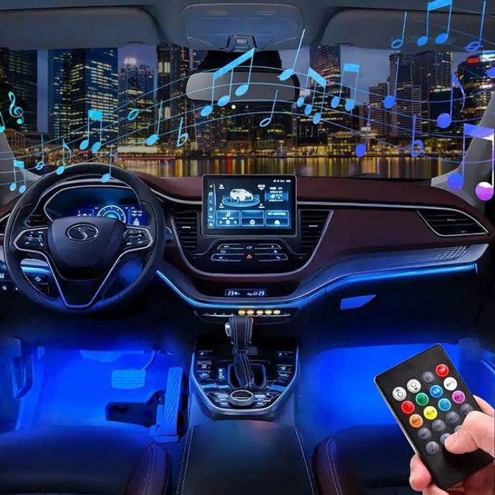 شريط أضواء LED داخلي للسيارة مع جهاز تحكم ريموت